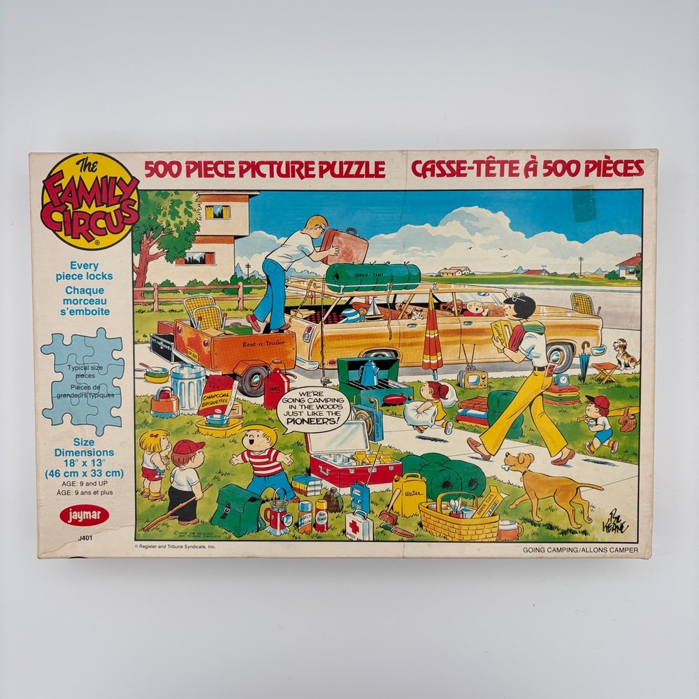 Vintage THE FAMILY CIRCUS “Going Camping” 500 Piece Puzzle Bill Keane Comic Art